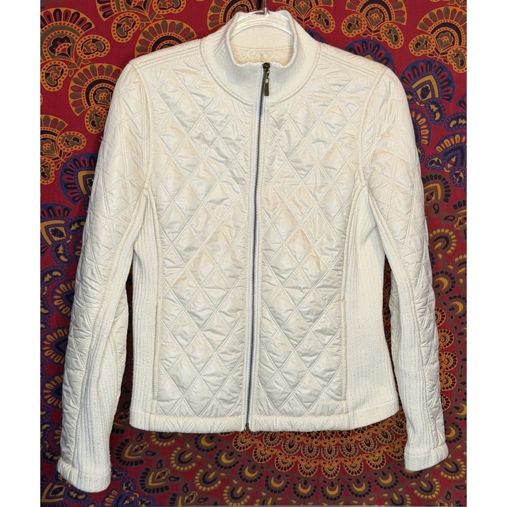 PrAna Sherpa Lined Jacket Women's‎ M Full Zip /Zip Pockets Ivory Polyester